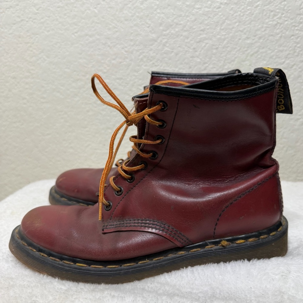 Dr. Martens Burgundy 1460 8 eyelet lace up leather boots unisex Size - Picture 6 of 13